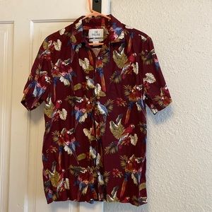 Burgundy Parrot Hawaiian shirt